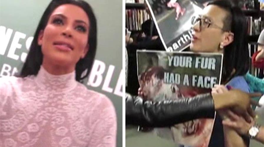 Animal activists crash Kim Kardashian book signing