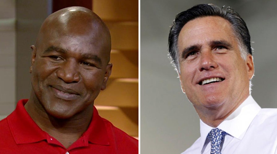 Evander Holyfield prepares to take on Mitt Romney