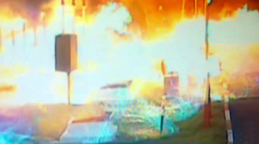 Cloud of gas sparks insane explosion, wall of fire