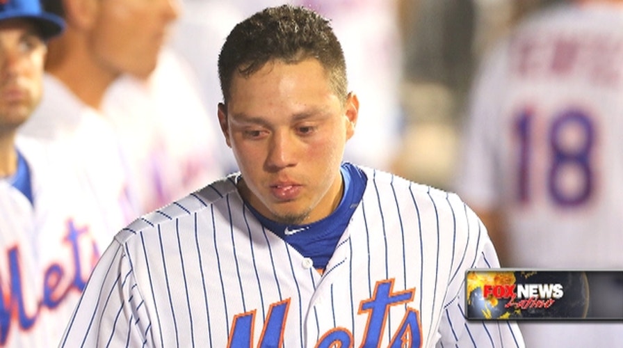 Wilmer Flores wiped away tears during the game
