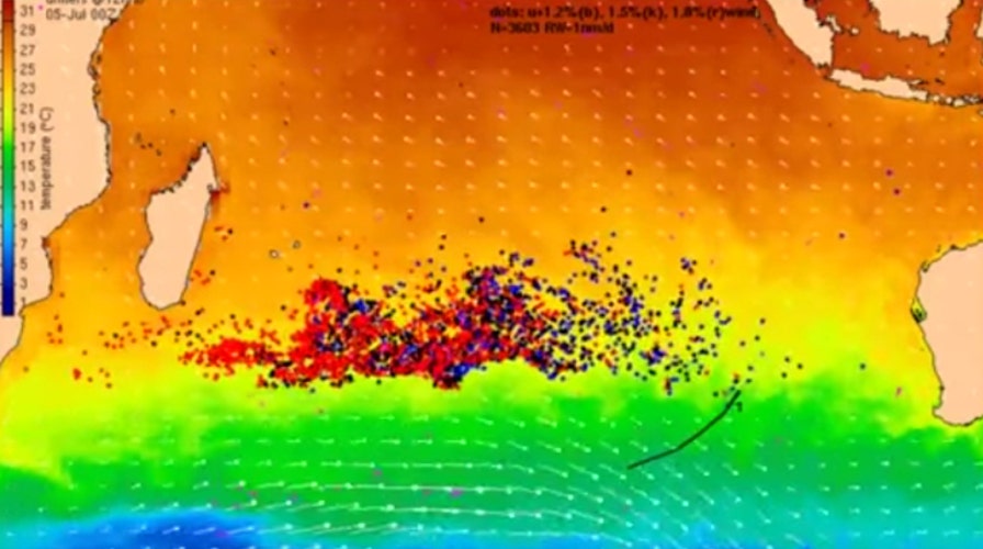 Computer model of possible MH370 debris drift pattern