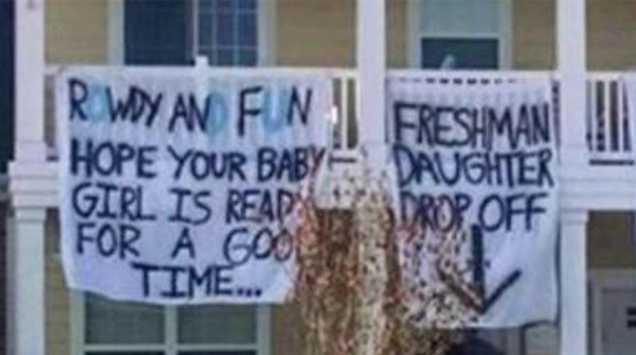 Fraternity suspended for 'freshman daughter drop-off' banner