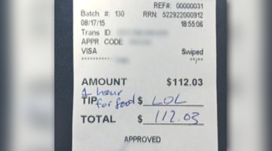 No laughing matter: Waitress stiffed with 'LOL' tip