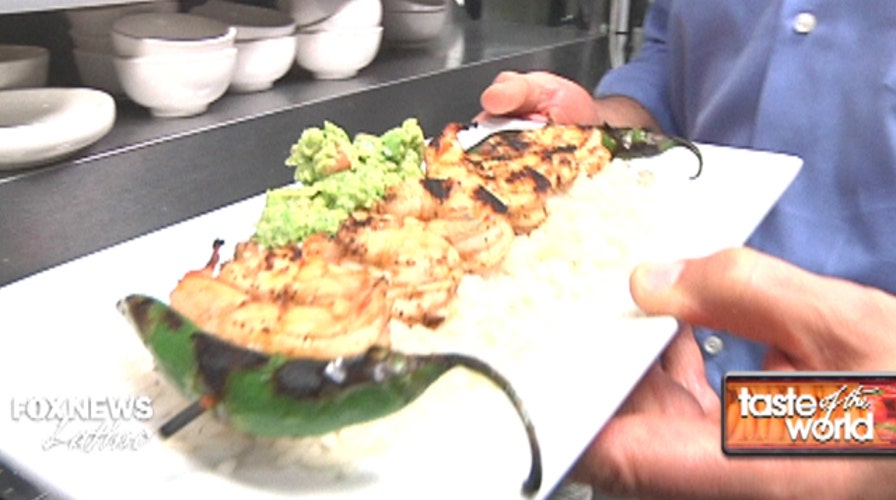 Camarones endiablados or shrimp skewers