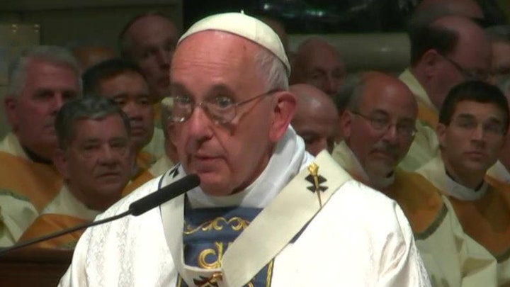 Pope Francis celebrates mass at Philadelphia basilica