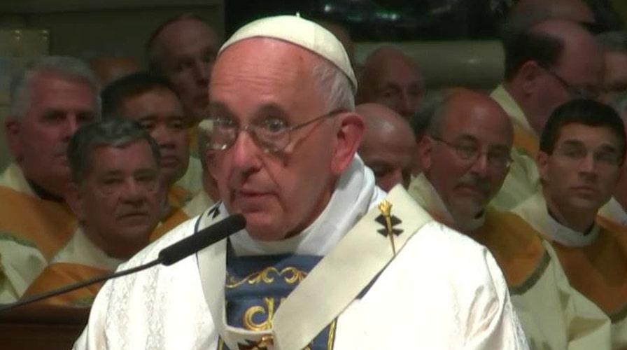 Pope Francis celebrates mass at Philadelphia basilica