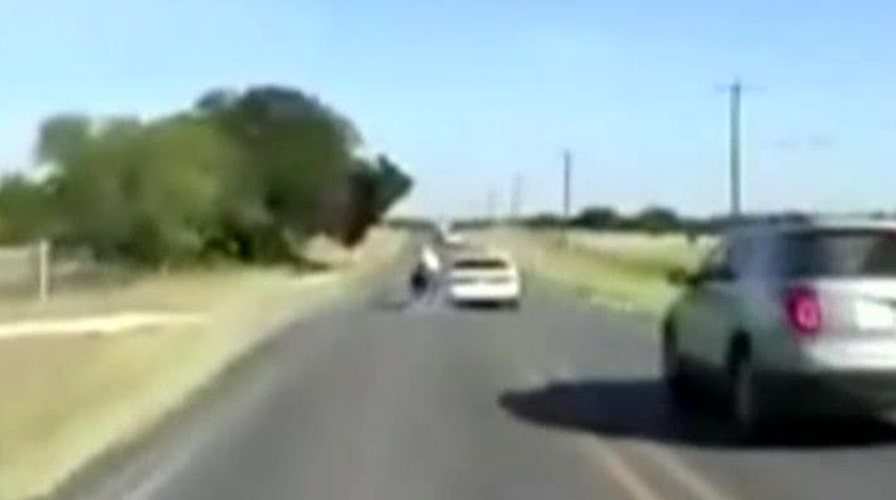 Video shows car swerve and hit motorcyclists