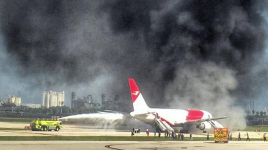 Plane catches fire, burns on runway at Florida airport