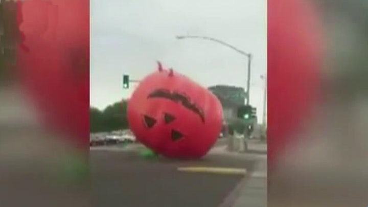 Massive inflatable pumpkin terrorizes town