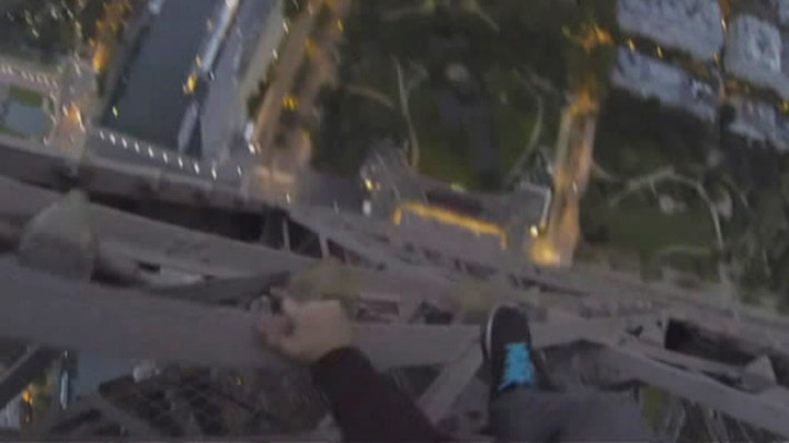 Daredevil shares dizzying video of Eiffel Tower climb