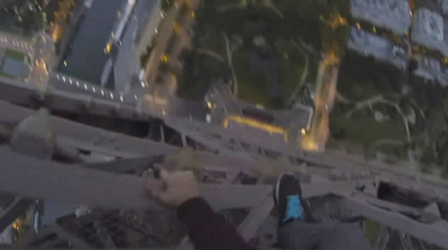 Daredevil shares dizzying video of Eiffel Tower climb