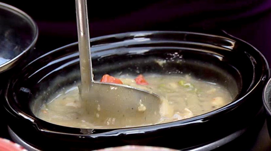 Turkey pot pie soup uses Thanksgiving leftovers