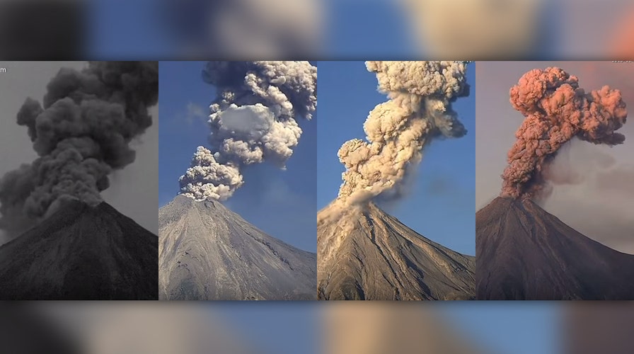 Volcano produces four spectacular eruptions in one day