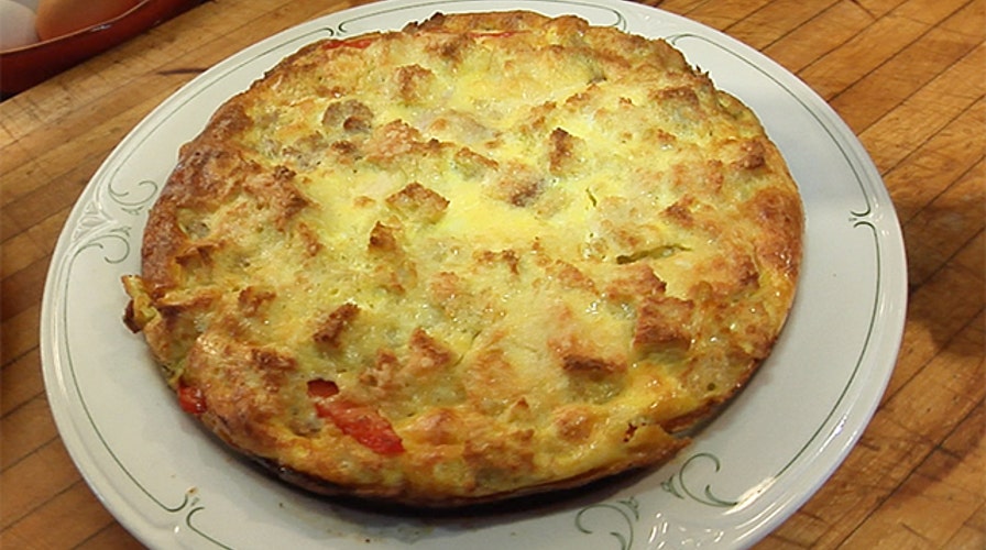 Lidia Bastianich's Sausage, Bread and Pepper Frittata