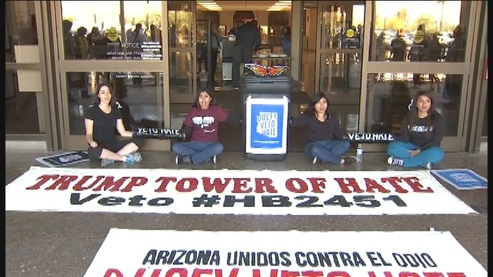 Protesters arrested for blocking governor's tower in Phoenix