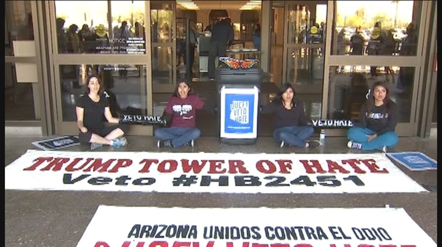 Protesters arrested for blocking governor's tower in Phoenix