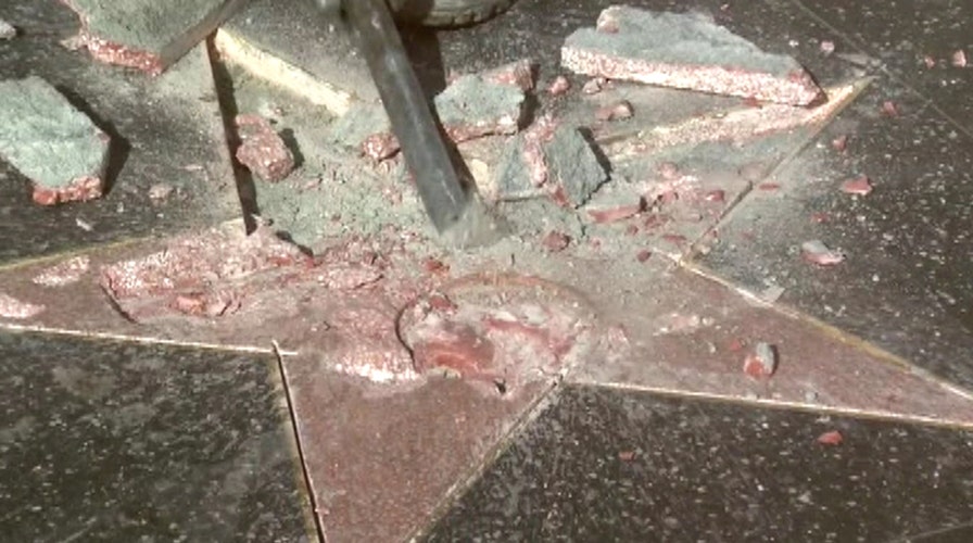 Crew works to repair Trump's vandalized Walk of Fame star