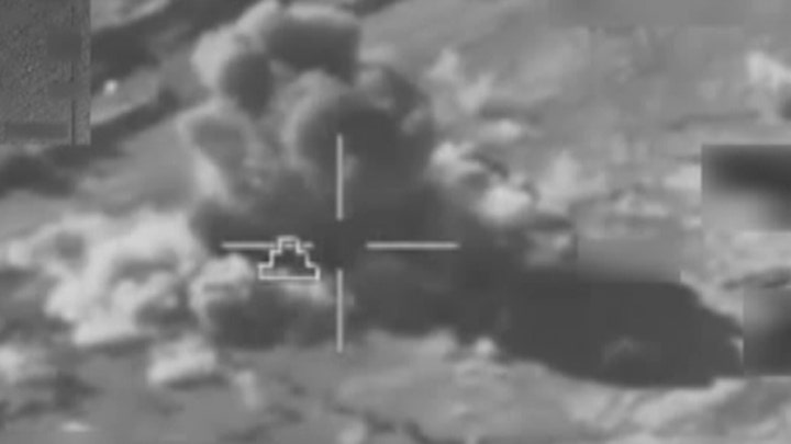 Video shows coalition airstrikes destroying ISIS equipment