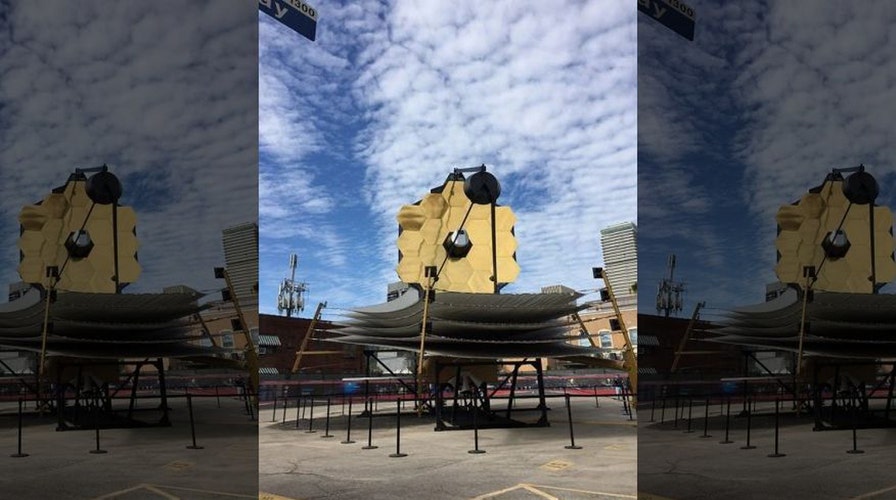 Replica of James Webb Space Telescope fires up football fans