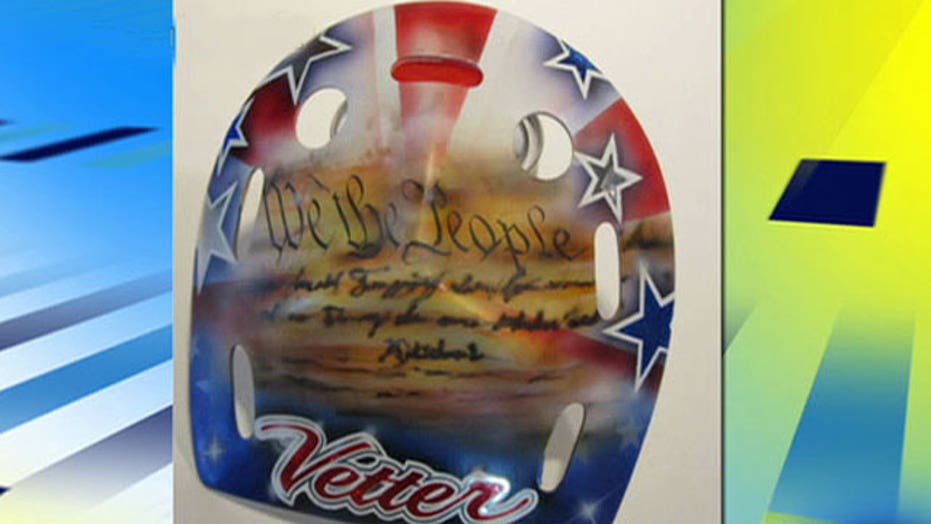 Team USA goalie forced to remove Constitution helmet tribute