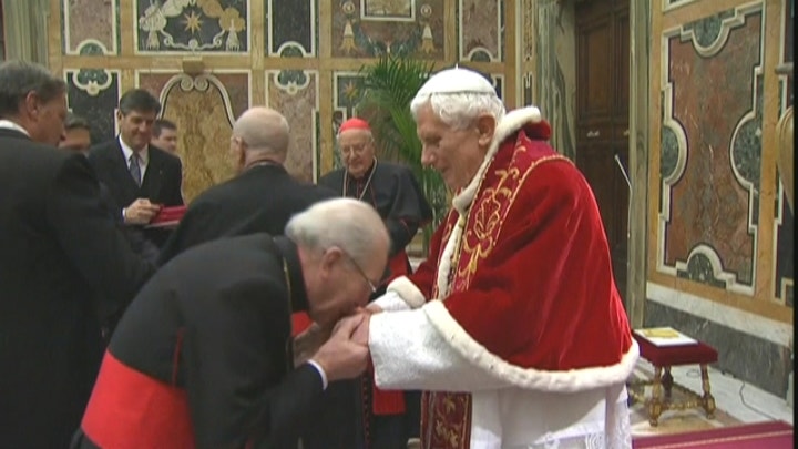 Pope Benedict Bids Farewell to Cardinals 