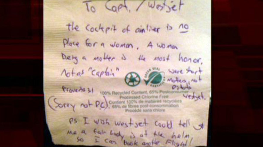 Passenger leaves sexist note on seat for female pilot