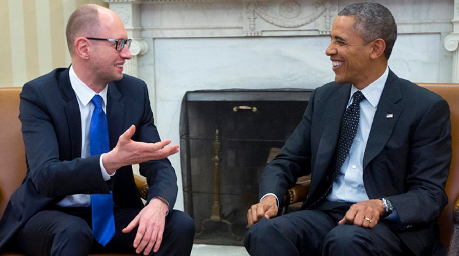 Ukraine's interim leader seeks aid in Washington