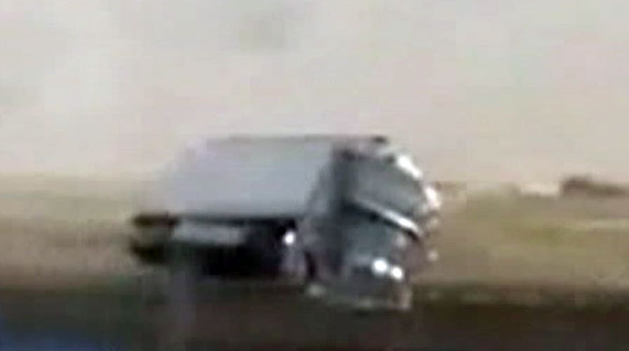 Dangerous winds topple semi-truck in Idaho