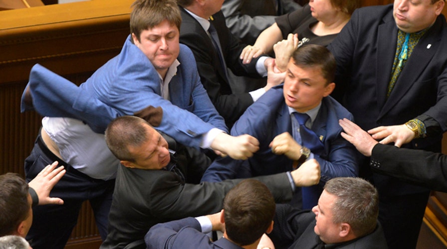 Brawl erupts in Ukraine parliament as tensions boil over