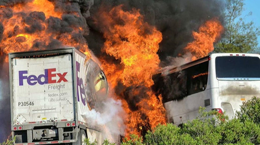 10 dead after truck collides with tour bus carrying students