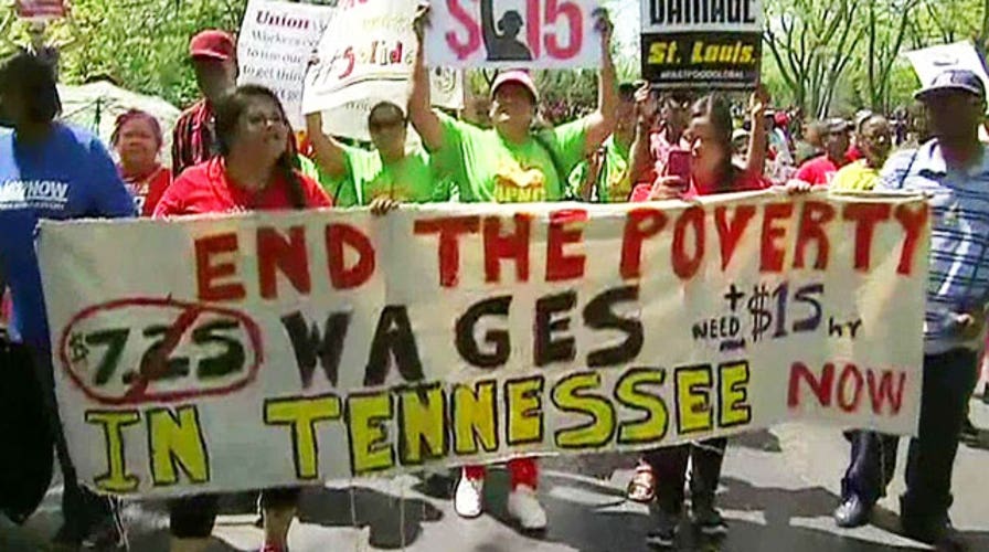Union-backed fast food protesters demand big wage hikes