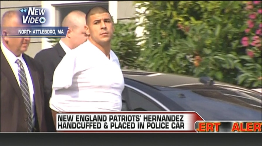 Aaron Hernandez Handcuffed & Placed In Police Car