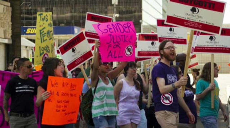 Feminists protest men's rights conference 