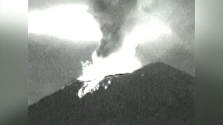 Mexico Volcano Erupts At Night