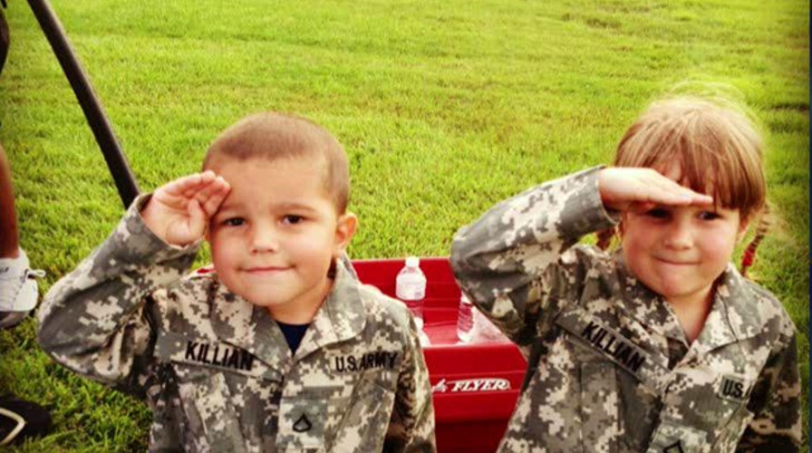 5-year-old salutes his father and our troops 