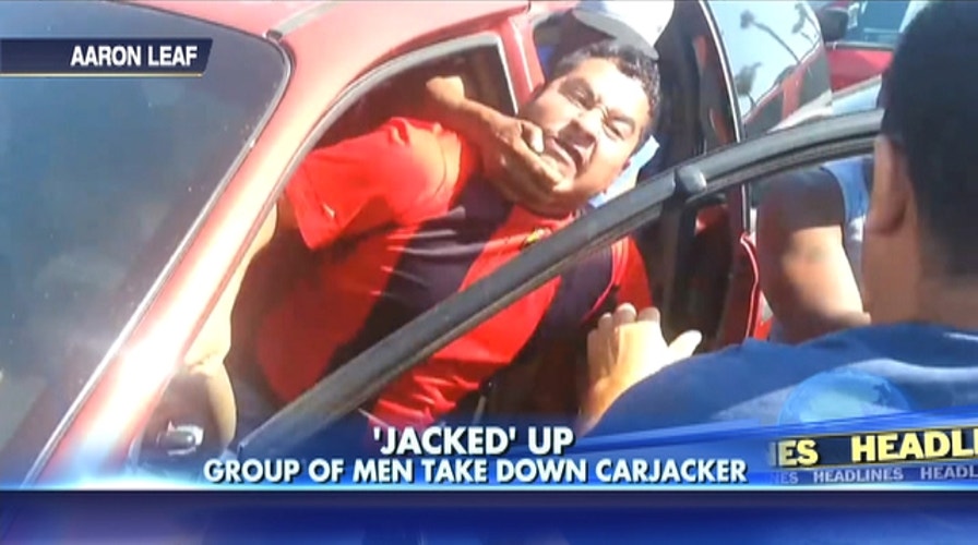 Men attack suspected carjacker in California