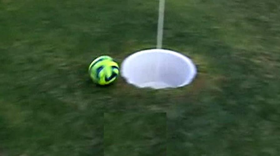 Soccer meets golf in 'footgolf'