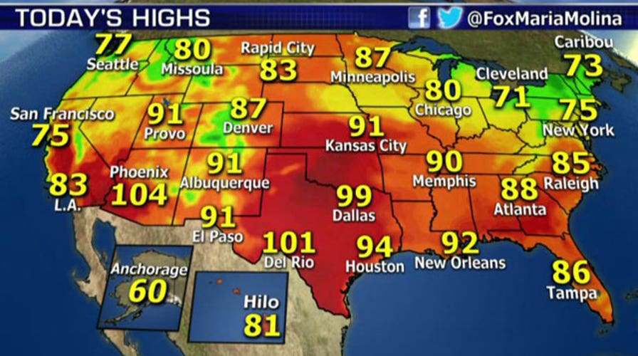 National forecast for Friday, August 15