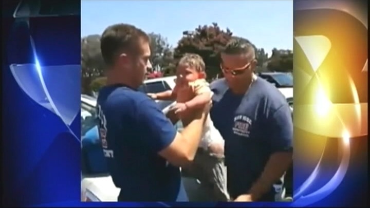 Firefighters rescue baby locked in hot car