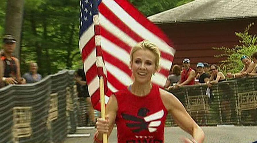 Elisabeth Hasselbeck runs in the West Point Triathlon