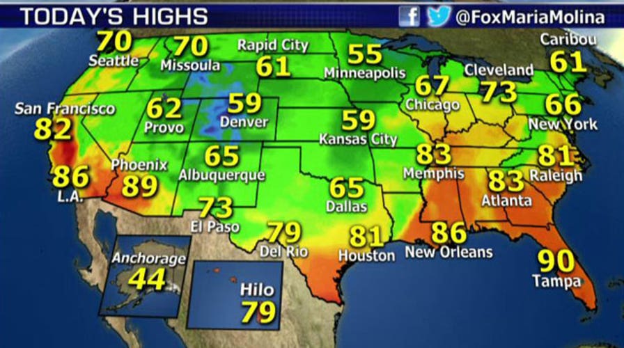 National forecast for Monday, October 13