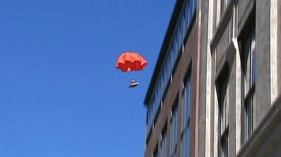 Flying grilled cheese sandwiches in The Big Apple