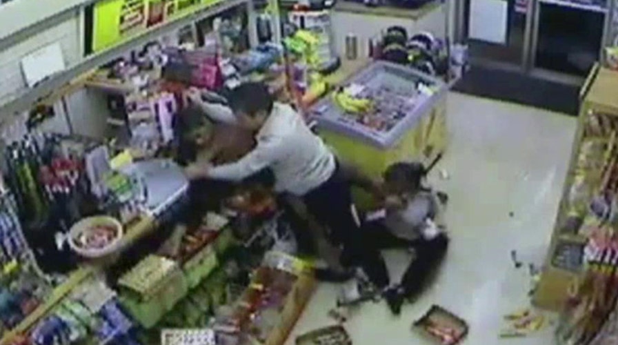 Store owners fend-off would-be theif