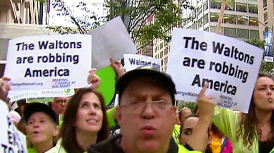 Union-backed demonstrators protesting at Walmart
