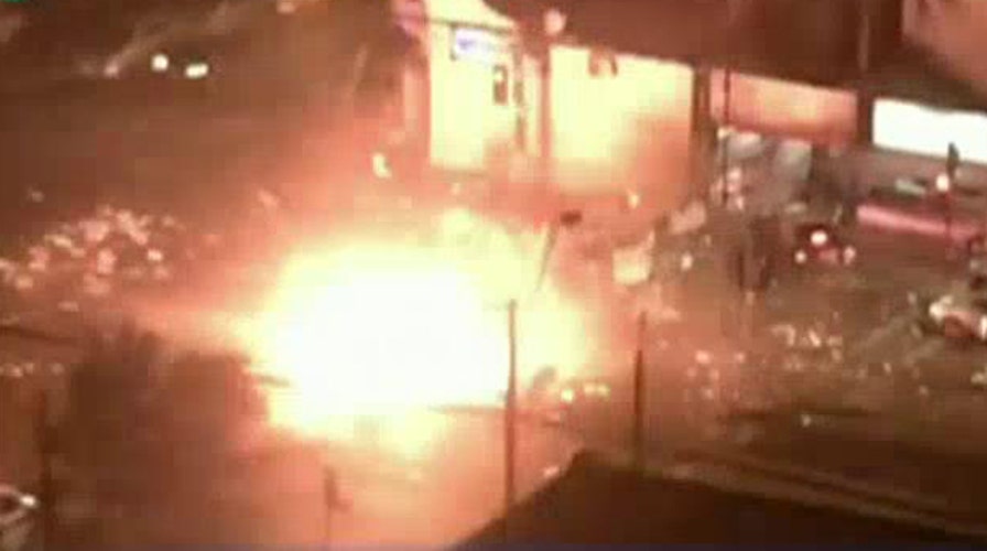 Chopper spins out of control, explodes on busy street