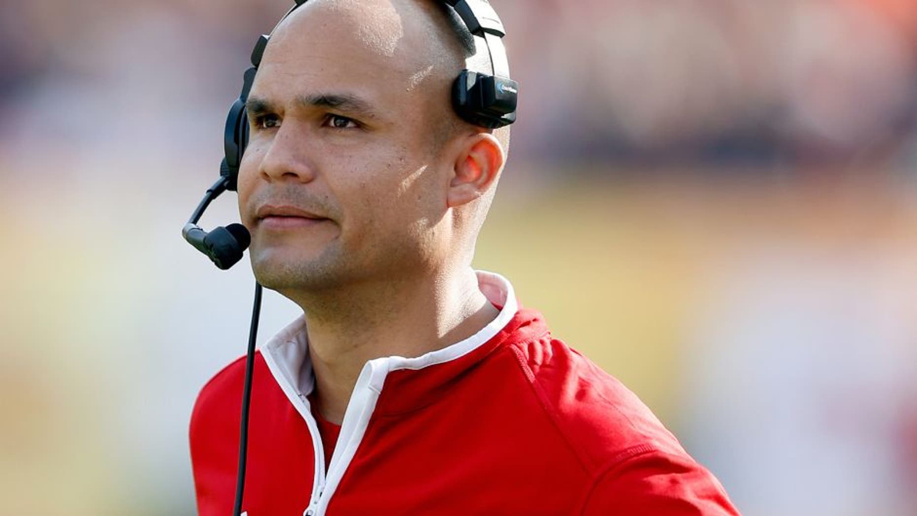 TAMPA, FL - JANUARY 1: Defensive coordinator Dave Aranda of the Wisconsin Badgers looks on against the Auburn Tigers during the Outback Bowl at Raymond James Stadium on January 1, 2015 in Tampa, Florida. Wisconsin defeated Auburn 34-31 in overtime. (Photo by Joe Robbins/Getty Images)
