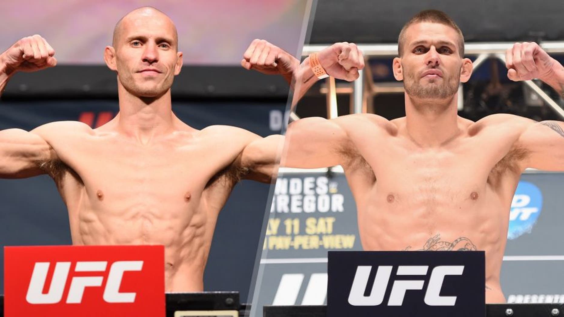 ORLANDO, FL - DECEMBER 18: Donald 'Cowboy' Cerrone weighs in during the UFC weigh-in at the Orange County Convention Center on December 18, 2015 in Orlando, Florida. (Photo by Josh Hedges/Zuffa LLC/Zuffa LLC via Getty Images) LAS VEGAS, NV - JULY 10: Tim Means steps onto the scale during the UFC 189 weigh-in inside MGM Grand Garden Arena on July 10, 2015 in Las Vegas, Nevada. (Photo by Josh Hedges/Zuffa LLC/Zuffa LLC via Getty Images)