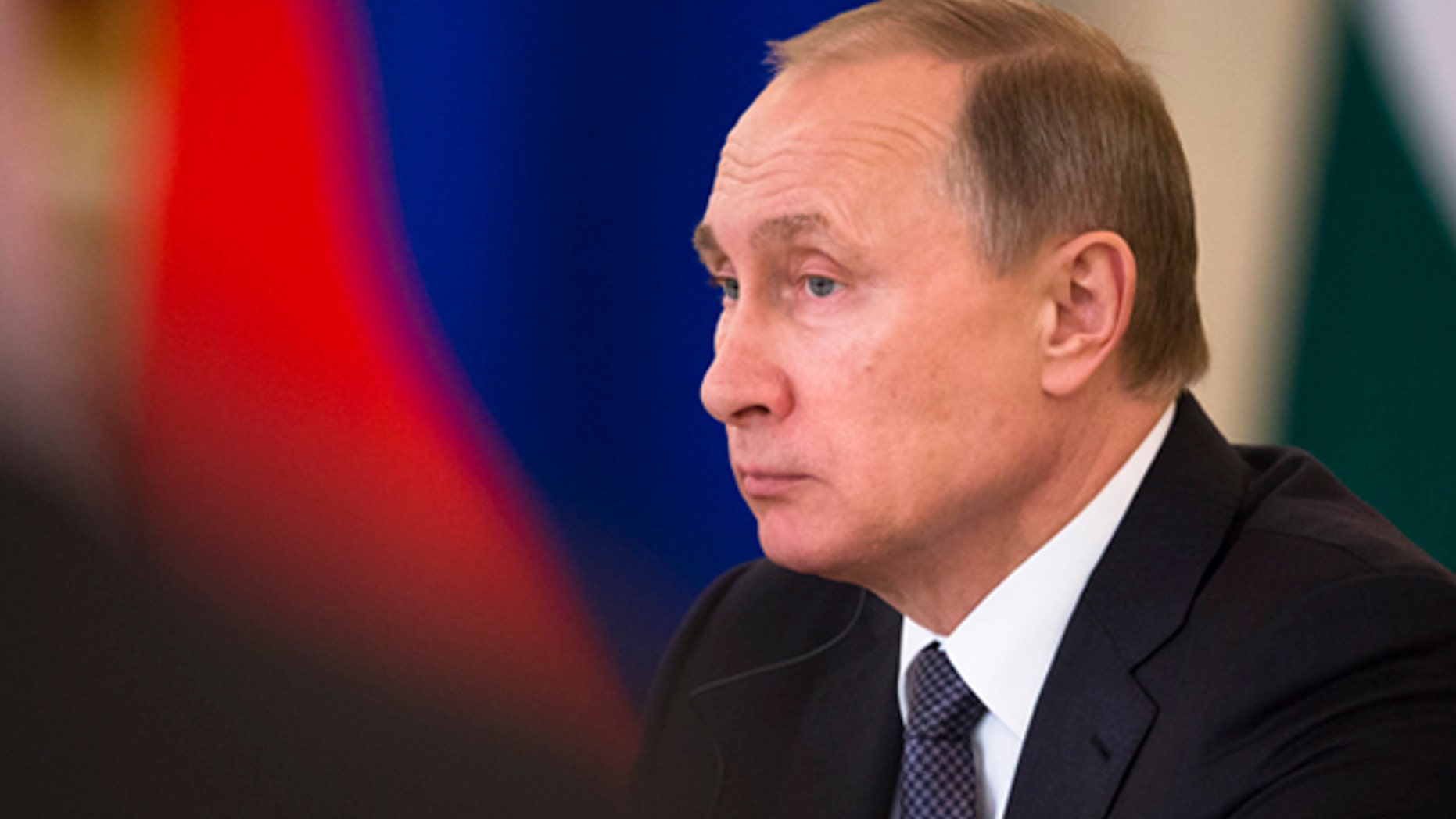 Dec. 24, 2015: Russian President Vladimir Putin attends a meeting with Russian and Indian officials and businessmen during his meeting with Indian Prime Minister Narendra Modi in the Kremlin in Moscow.