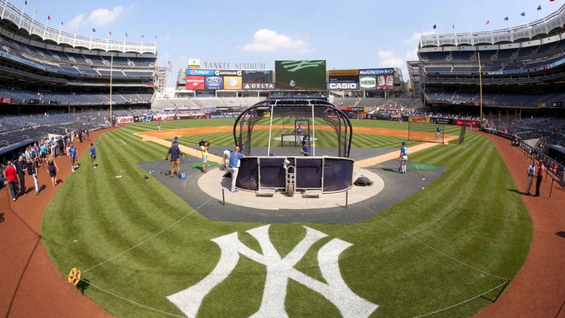 Sep 6, 2014; Bronx, NY, USA; General view of the stadium as the Kansas City Royals take batting practice before a game against the New York Yankees at Yankee Stadium. Mandatory Credit: Bill Streicher-USA TODAY Sports