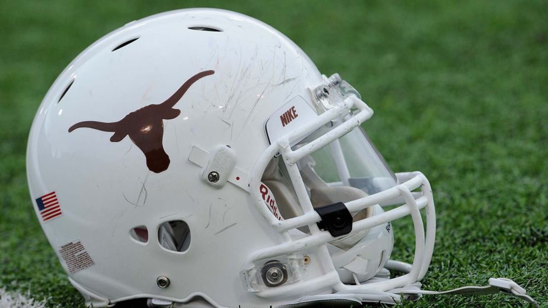 Dec 3, 2011; Waco, TX, USA; A Texas Longhorns helmet on the field before the game against the Baylor Bears at Floyd Casey Stadium. The Bears defeated the Longhorns 48-24. Mandatory Credit: Jerome Miron-USA TODAY Sports